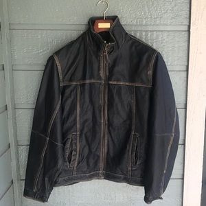 Tommmy Bahama leather distressed bomber jacket